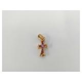 Chrome Hearts Baby Fat Pink Sapphire Cross Gold Pendant