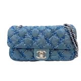Chanel Blue Nylon Matelasse Shoulder Bag