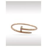 Cartier Juste Un Clou Diamond Pave 18K Rose Gold Bracelet Bangle Size 17