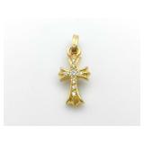 Chrome Hearts Diamond Baby Fat Cross 22K Gold Charm Pendant