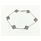 Van Cleef & Arpels Sweet Alhambra 6 Motifs Diamond 18K White Gold Bracelet