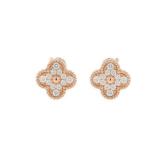 Van Cleef & Arpels Vintage Alhambra Pavé Diamond 18K Rose Gold Clip-On Earrings