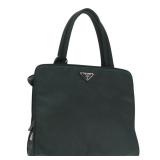 Prada Nylon Handbag in Green & Silver