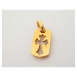 Chrome Hearts Tiny Cut Out Cross 22K Gold Pendant