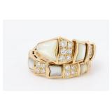 Bulgari Bvlgari Serpenti Diamond & White Mother of Pearl Viper 18K Rose Gold Ring