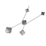 Van Cleef & Arpels Magic Alhambra 6 Motifs Grey Mother of Pearl 18K White Gold Bib Necklace