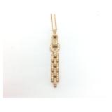 Cartier Agrafe Diamond Pave 18K Yellow Gold Pendant Necklace