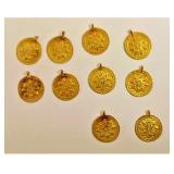 10 Islamic Gold Pendants - Qajar Dynasty