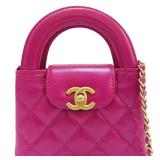 Chanel Pink Matelasse Handbag with Gold Metal