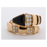 Bvlgari Serpenti Black Onyx & Diamond 18K Rose Gold Ring (Size M / Approx. US 9)