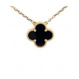 Van Cleef & Arpels Vintage Alhambra Black Onyx 18K Yellow Gold Pendant Necklace