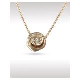 Dior Rose Flower Diamond 18K Rose Gold Large Pendant Necklace