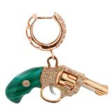 Diamond Green Malachite Gun Earrings