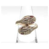 vlgari Serpenti Seduttori Diamond Rubellite 18K Rose Gold Ring Size 52