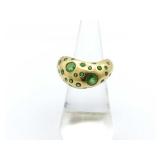 Fred Flushed Set Emerald 18K Yellow Gold Dome Ring