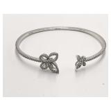 Graff Butterfly Diamond 18K White Gold Open Bangle Bracelet