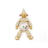 Chopard Happy Diamonds Crown Ruby Sapphire Emerald Diamond 18K Yellow Gold Pendant
