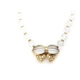 Boucheron Ribbon Motif Quartz Diamond 18K Yellow Gold Vintage Necklace