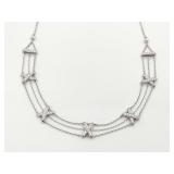 Chaumet Lian Diamond 18K White Gold Multi-Strand Link X Necklace