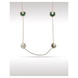 Cartier Amulette Malachite Mother of Pearl Diamond 18K Rose Gold Long Station Necklace