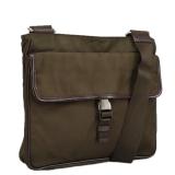 Prada Khaki Nylon Shoulder Bag with Silver Accents