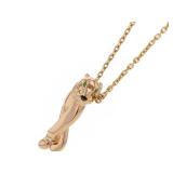 Cartier Panthere Black Lacquer Tsavorite Eyes 18K Rose Gold Pendant Necklace