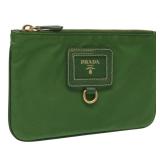 Prada Green Nylon Pouch with Gold Detail