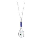 Tennis Racket Pendant with Gemstones in Gold
