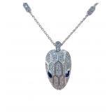 Bulgari Bvlgari Serpenti Blue Sapphire & Diamond Pave Viper Snake Head 18K White Gold Pendant