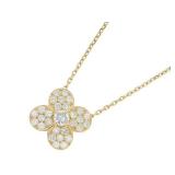 Van Cleef & Arpels Diamond Floral 18K Yellow Gold Vintage Pendant Necklace
