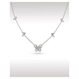 Graff Butterfly Diamond 18K White Gold Station Necklace