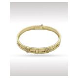 Van Cleef & Arpels Perlee Diamond Sweet Clovers 18K Yellow Gold Bangle Bracelet