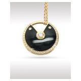 Cartier Large Amulette Black Onyx Diamond 18K Rose Gold Pendant Necklace