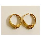 Ancient Greek Gold Earrings w/ Stone Inlays