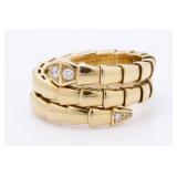 Bvlgari Serpenti Diamond Double Coil 18K Rose Gold Ring (Size L)