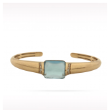 Bvlgari Blue Topaz Diamond 18K Rose Gold Bangle Bracelet
