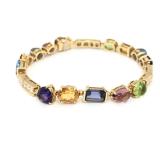 Bvlgari Allegra Multi Gemstone Diamond 18K Yellow Gold Bracelet