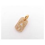 Chrome Hearts Dog Tag Cut Out Cross Diamond Pendant