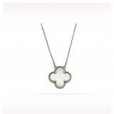 Van Cleef & Arpels Vintage Alhambra White Mother of Pearl 18K White Gold Necklace