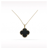 Van Cleef & Arpels Magic Alhambra Black Onyx 18K Yellow Gold Pendant Necklace