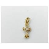 Chrome Hearts Diamond Baby Fat Cross 22K Gold Charm Pendant