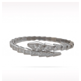 Bvlgari Serpenti Viper Diamond 18K White Gold Bangle Bracelet