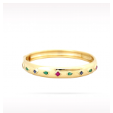 Cartier Byzantine Ruby Sapphire Emerald Diamond 18K Yellow Gold Bangle Bracelet
