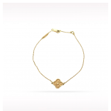 Van Cleef & Arpels Sweet Alhambra Hammered Single Motif 18K Rose Gold Bracelet