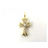 Chrome Hearts Fat Cross Pave Diamond 22K Gold Charm Pendant