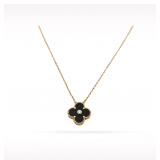 Van Cleef & Arpels Holiday Edition Black Onyx 2016 18K Rose Gold Pendant Necklace