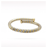 Bvlgari Tubogas 18K Yellow Gold Stainless Steel Bangle Bracelet