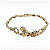 Cartier Panthere Diamond Tsavorite Black Lacquer 18K Yellow Gold Bracelet