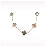 Van Cleef & Arpels Vintage Alhambra Black Grey Mother of Pearl Diamond 18K Rose Gold 20 Motif