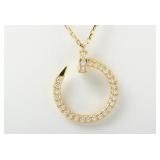 Cartier Juste un Clou Diamond Pave 18K Yellow Gold Nail Pendant Necklace